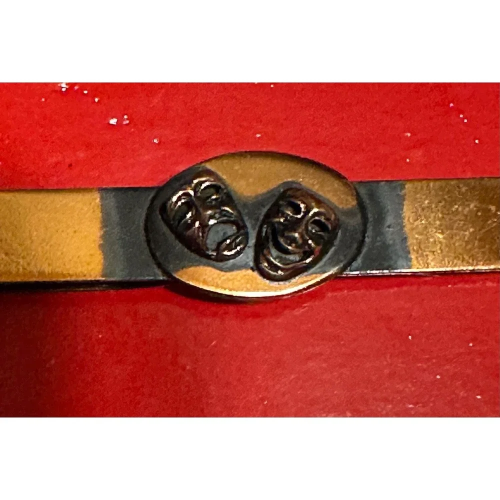 1960's Copper Tie Clasp Comedy & Tragedy Masks Arnold's Original
